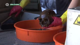 Jobstudenten kuisen skeletten die worden opgegraven in Sint-Truiden