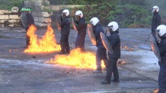 Federale Politie traint met molotovcocktails op terrein oude containerpark Bilzen