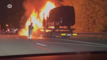 Vrachtwagen brandt uit tussen Maasmechelen en Genk: lange file op E314