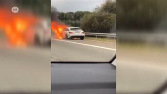 Auto vliegt in brand op E313
