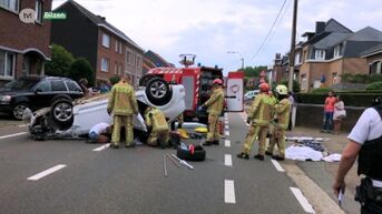 Auto over de kop in Bilzen