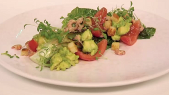 Salade van grijze Noordzeegarnalen en avocado